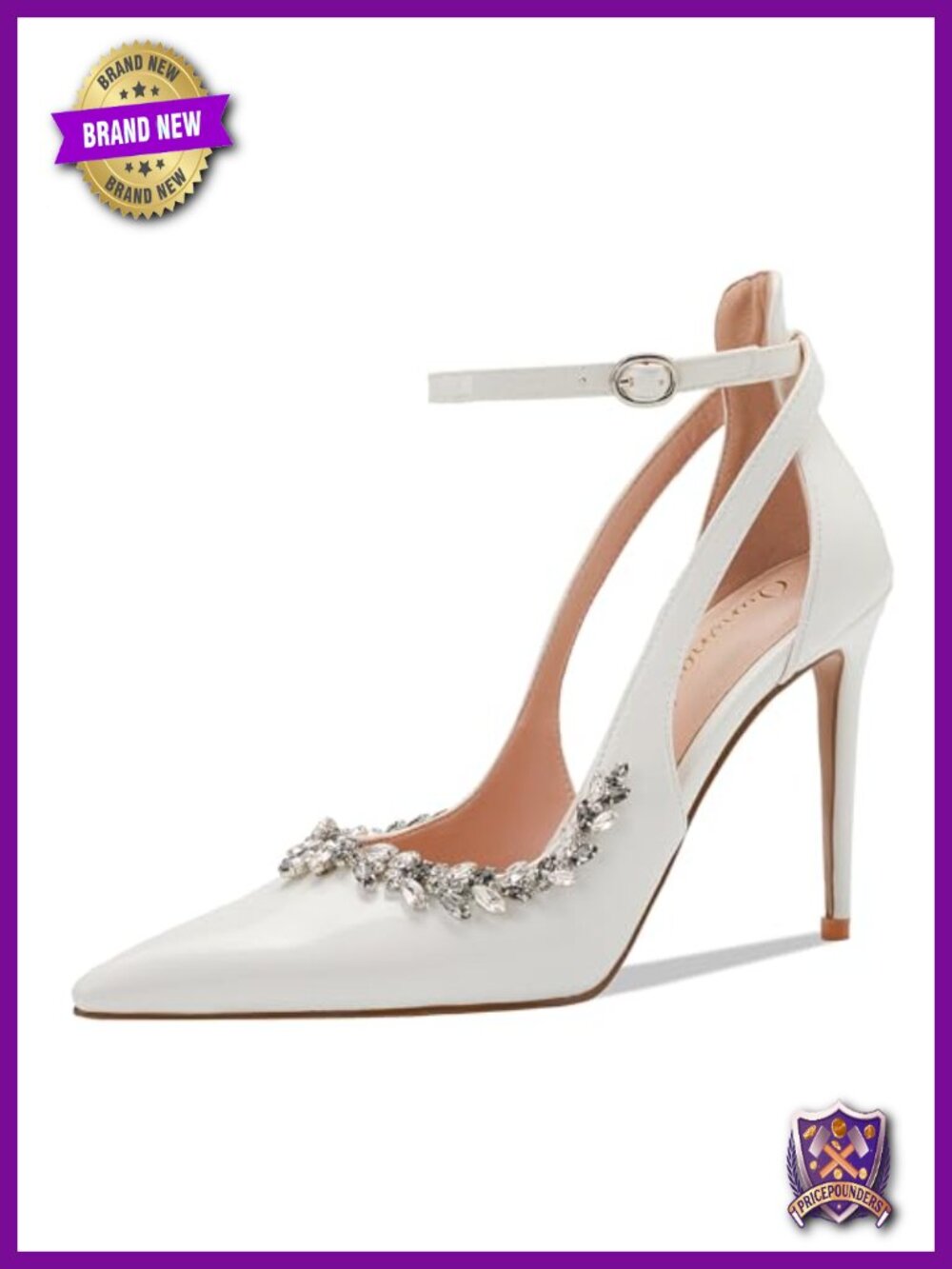 Sexy Stiletto Pumps Pointed Toe Ankle Strap High Heels Faux Leather 3.9"